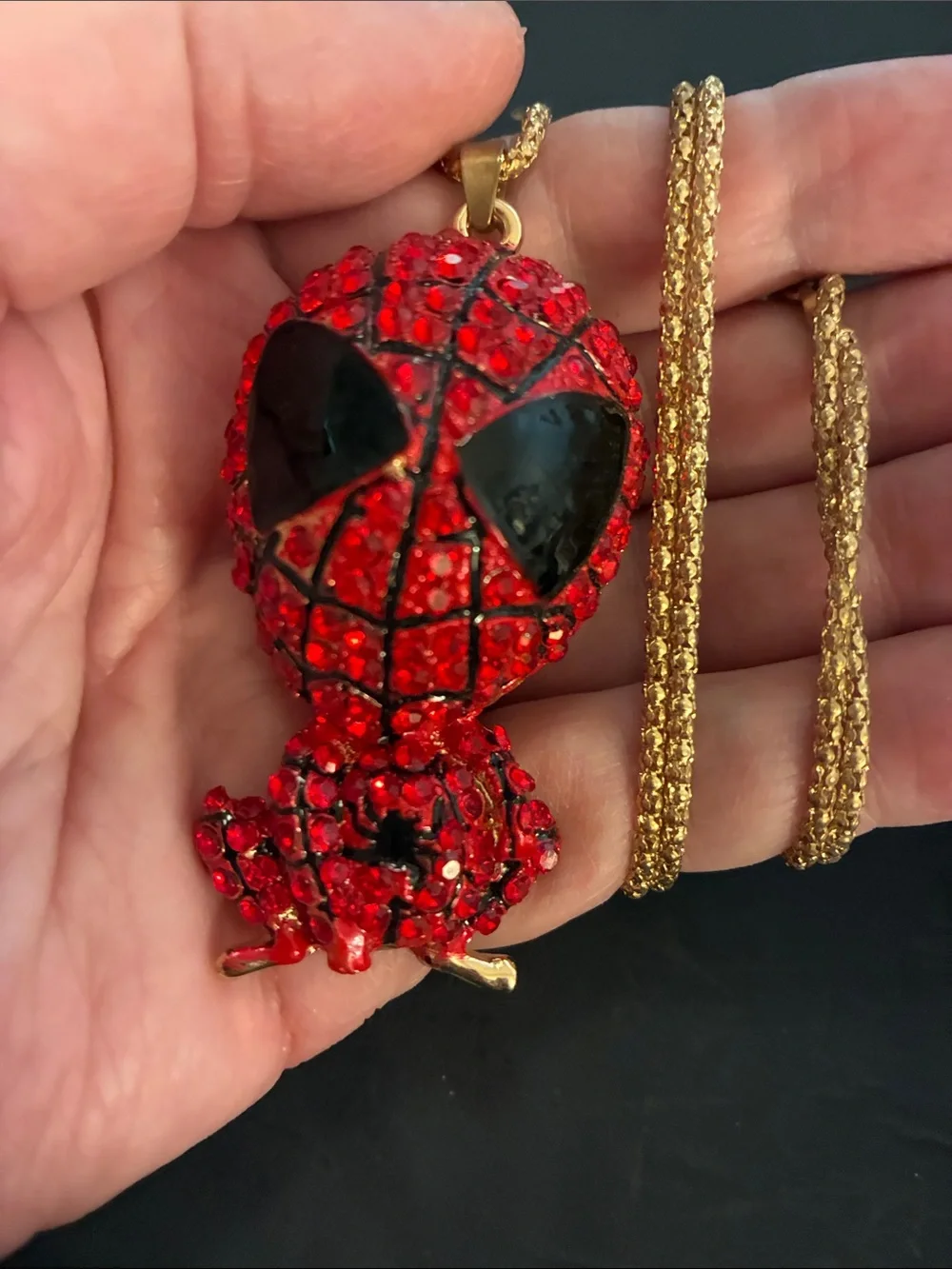 Spider-Man Red Crystal Pendant Necklace. NWOT